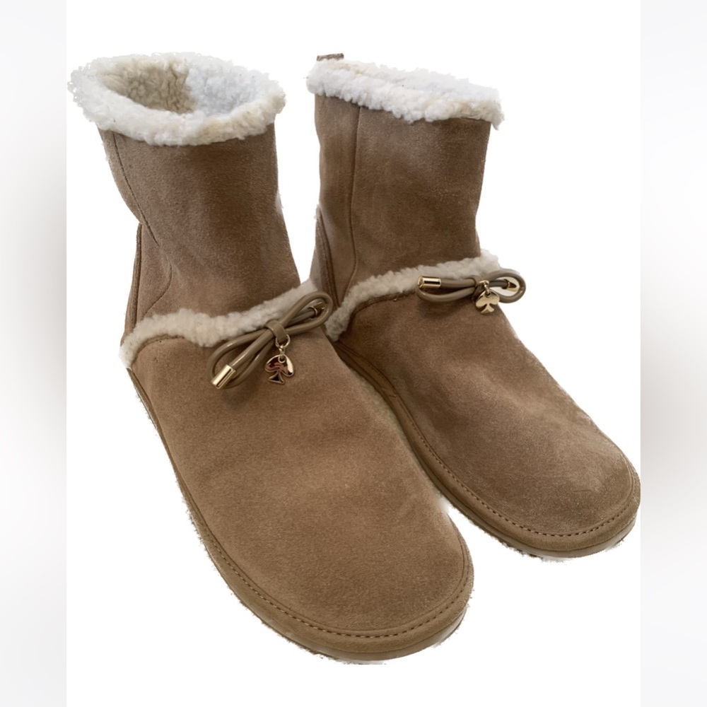 NWOT- Kate Spade Tan & wool white size 6 women’s slippers/boots